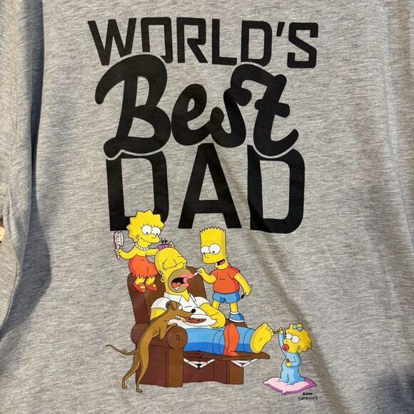 Simpsons T-Shirt 2XL Grey World’s Best Dad Short Sleeve Homer Bart Lisa Maggie - Picture 2 of 6